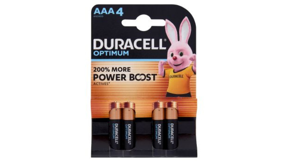 Duracell Optimum AAA 4 Mini Stilo / Micro Alcalina 1.5V MX2400 4 pz