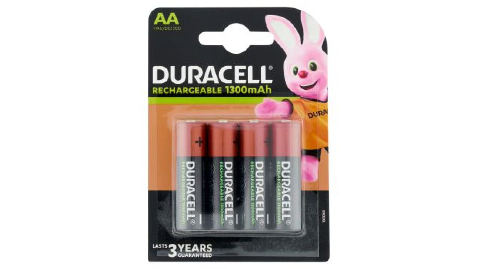 Duracell Rechargeable AA 1300mAh Batterie Stilo Ricaricabili confezione da 4
