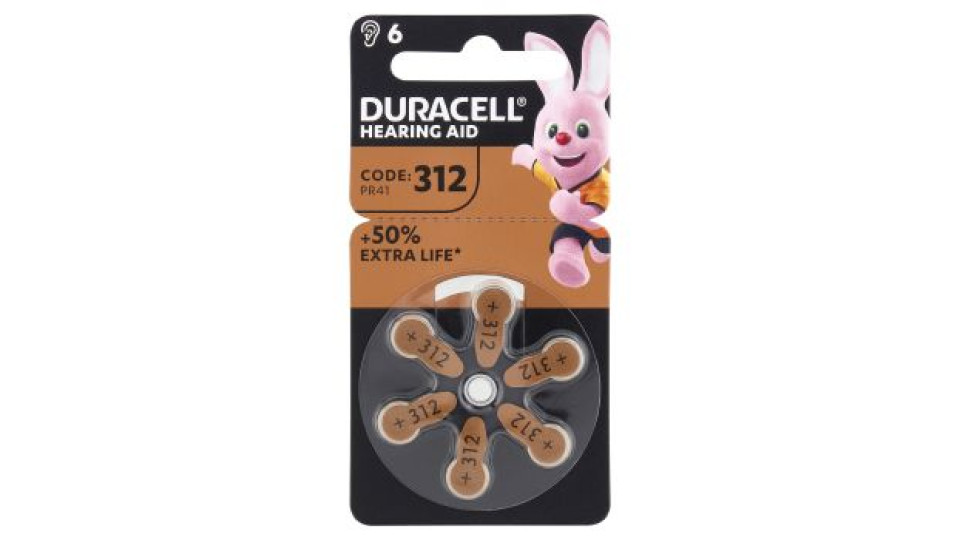 Duracell Hearing Aid Batteries 312 PR41 1.45V Marrone 6 pz