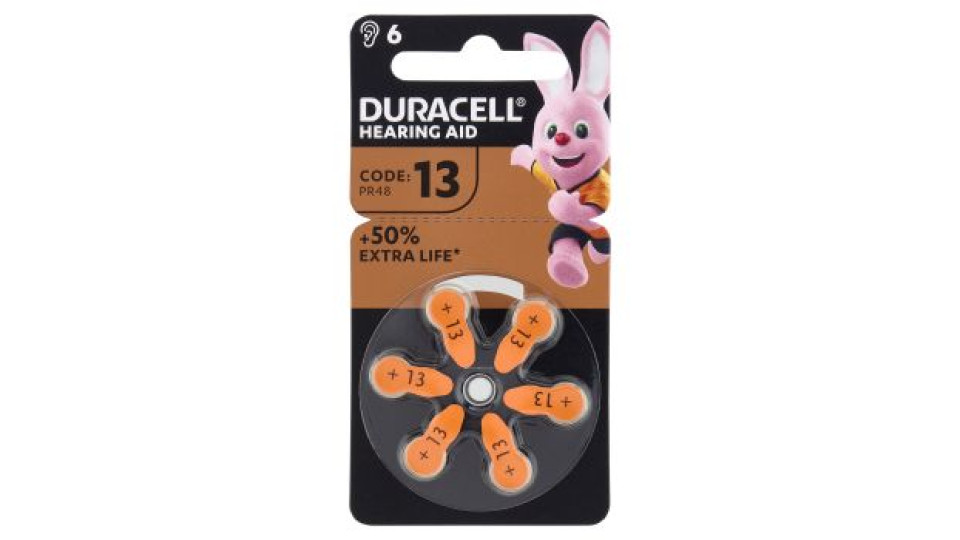 Duracell Hearing Aid Batteries 13 PR48 1.45V Arancio 6 pz