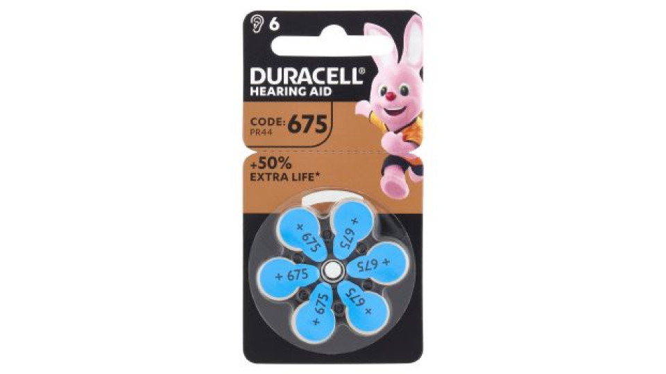 Duracell Hearing Aid Batteries 675 PR44 1.45V Blu 6 pz