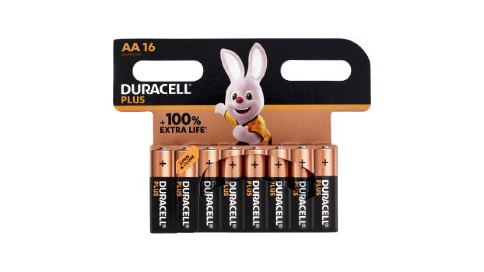 Duracell Plus AA Batterie Stilo Alcaline confezione da 16 1.5V LR06 MX1500 Pile Duracell