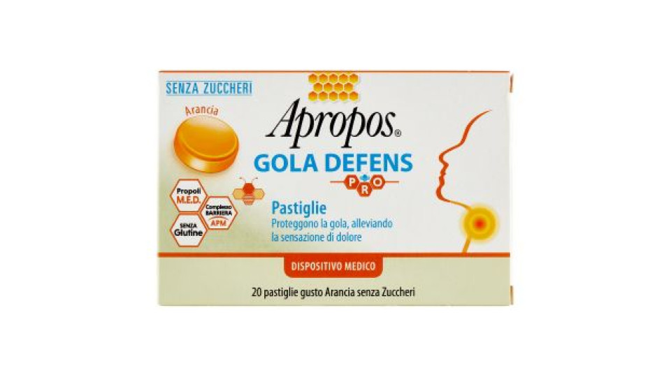 Apropos Gola Defens Pro Arancia Senza Zuccheri Pastiglie 20 x 2,5 g