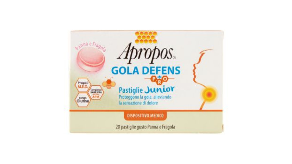 Apropos Gola Defens Pro Panna e Fragola Pastiglie Junior 20 x 2 g