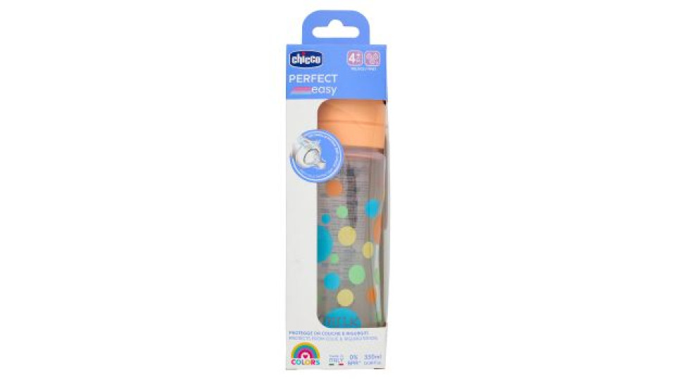 Chicco Perfect easy Colors Biberon Bimbo 4 M+ Veloce 330 ml Arancio