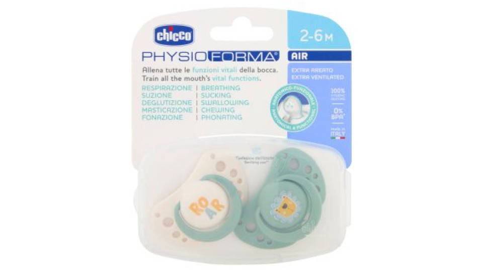 Chicco PhysioForma Succhietto Air 2-6 M Verde 2 pz