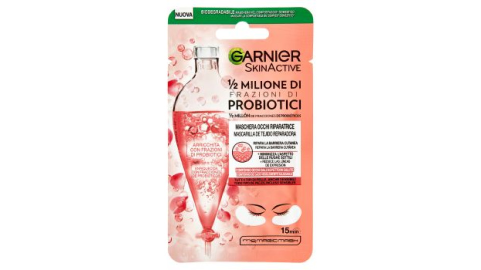 Garnier Skinactive, Maschera Occhi in Tessuto Riparatrice Arricchita con Probiotici, 6 g