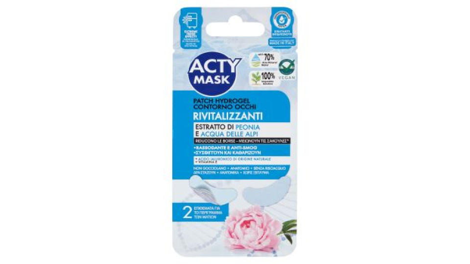 Acty Mask Patch Hydrogel Contorno Occhi Rivitalizzanti Estratto di Peonia e Acqua delle Alpi 2 pz