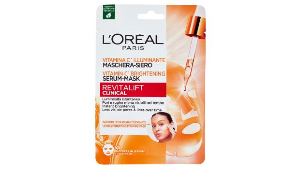 L'Oréal Paris Revitalift Clinical Maschera in Tessuto, con Vitamina C Illuminante 26 g