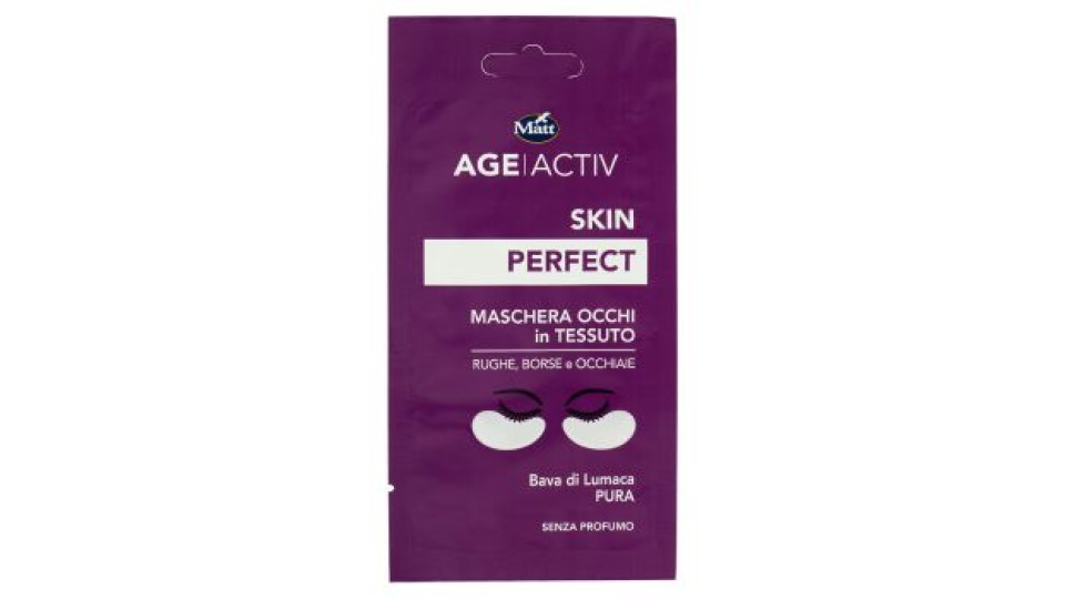 Matt Age Activ Skin Perfect Maschera Occhi in Tessuto Rughe-Borse-Occhiaie Bava di Lumaca Pura 2 pz