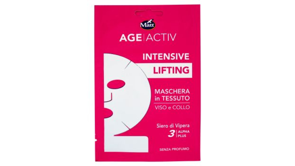 Matt Age Activ Intensive Lifting Maschera in Tessuto Viso e Collo Siero di Vipera 3 Alpha Plus 20 ml