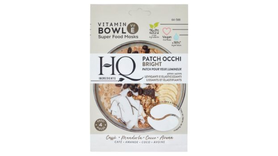 HQ Ingredients Patch Occhi Bright Attivi Caffè - Mandorla - Cocco - Avena 4 pz