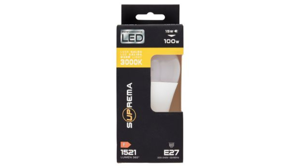 Suprema Performance Led 15w 100w Luce Calda 3000K 1521 Lumen 360° E27