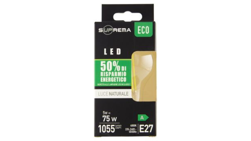 Suprema Eco Led 5w 75w Luce Naturale 4000K 1055 lumen (360°) E27