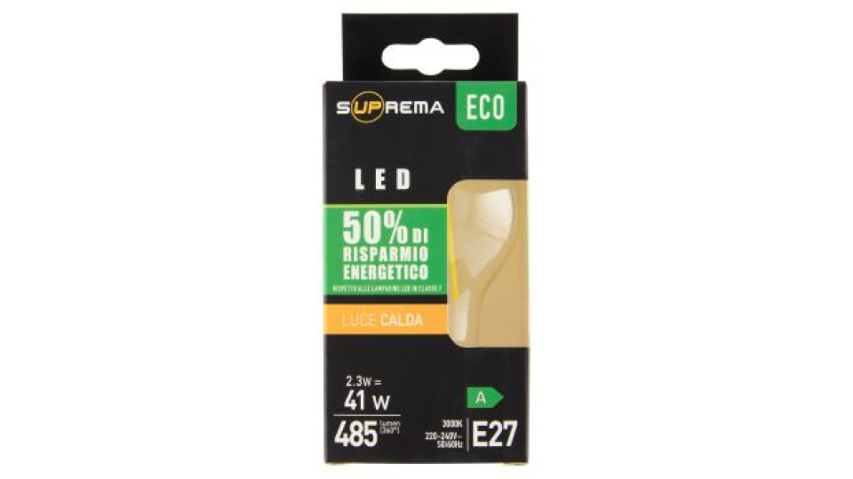 Suprema Eco Led 2.3w 41w Luce Calda 3000K 485 lumen (360°) E27