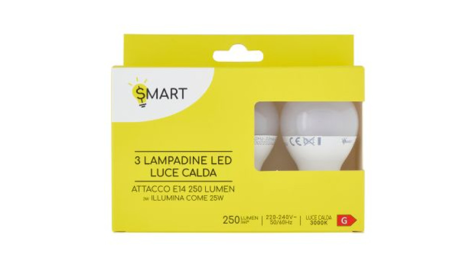 Smart Lampadine led luce calda attacco E14 250 Lumen 3 pz