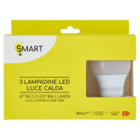 Smart Lampadine led luce calda attacco E27 806 Lumen 3 pz