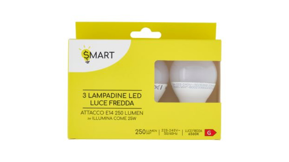 Smart Lampadine led luce fredda attacco E14 250 Lumen 3 pz