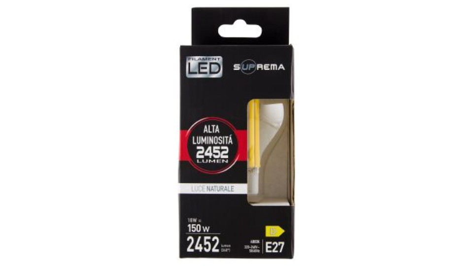 Suprema Filament Led 18w 150w Luce Naturale 4000K 2452 lumen (360°) E27