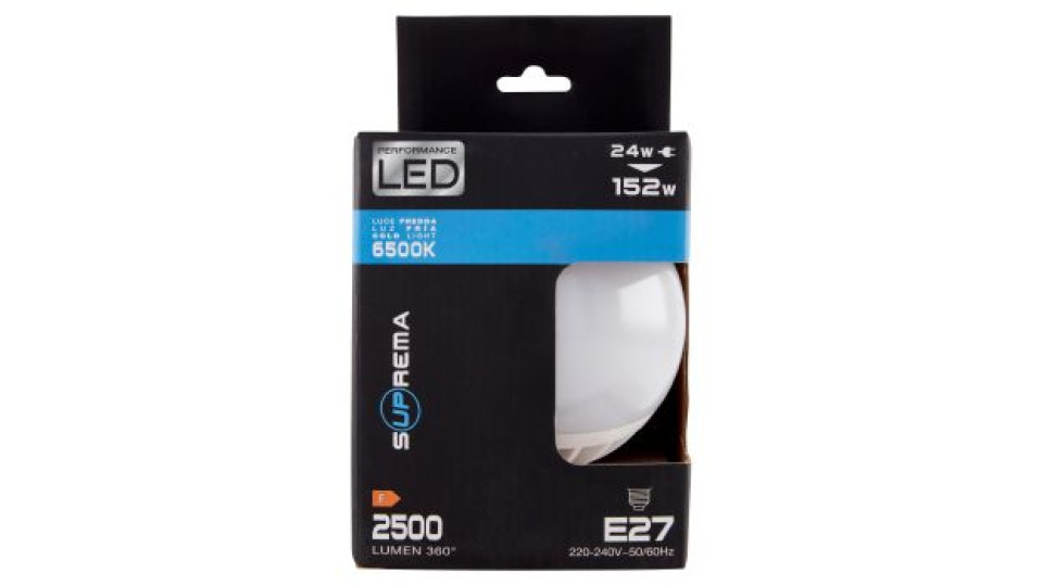 Suprema Performance Led 24w 152w Luce Fredda 6500K 2500 Lumen 360° E27