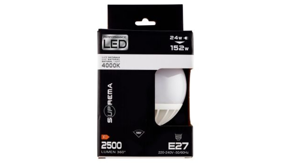 Suprema Performance Led 24w 152w Luce Naturale 4000K 2500 Lumen 360° E27