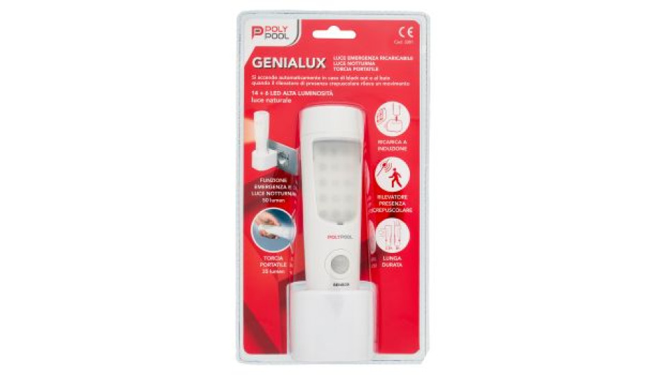 Polypool Genialux Luce Emergenza Ricaricabile - Luce Notturna - Torcia Portatile