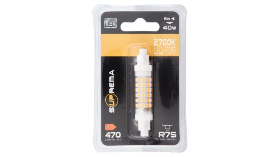 Suprema Performance Led 5w 40w Luce Calda 2700K 470 Lumen 360° R7S