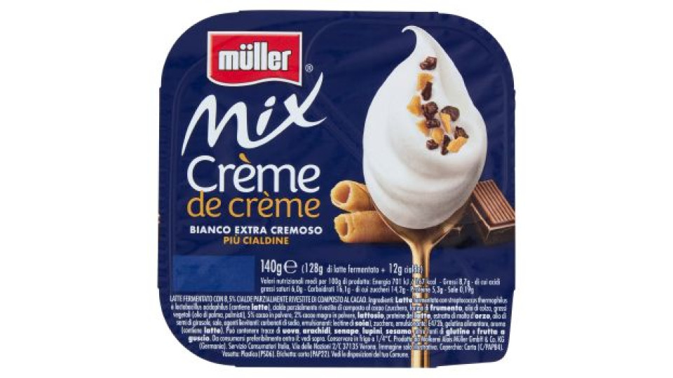 müller Mix Crème de crème Bianco Extra Cremoso Più Cialdine 140 g
