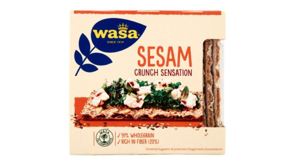Wasa Sesam Crunch Sensation Cracker con Farina Integrale e Sesamo 220g