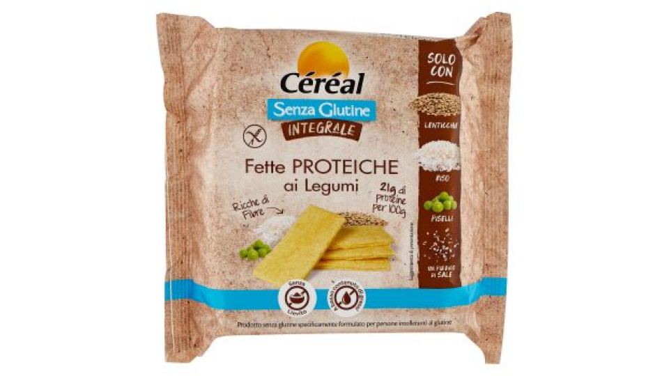 Céréal, Fette Proteiche ai Legumi, Integrali, Senza Glutine, Senza Lievito, Ricche di Fibre - 100 g
