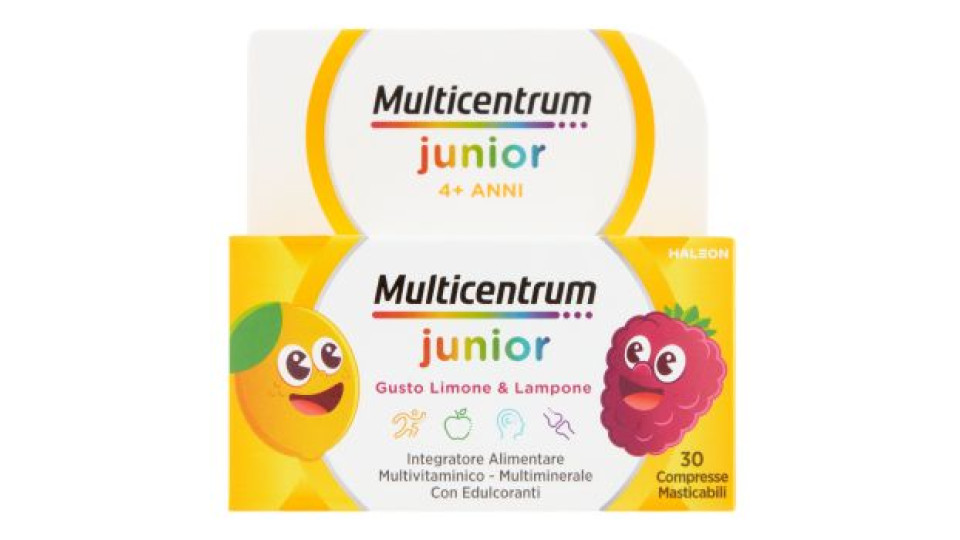 Multicentrum junior integratore multivitaminico per bambini 4 + con vitamina B , C , D 30 cpr 56 g