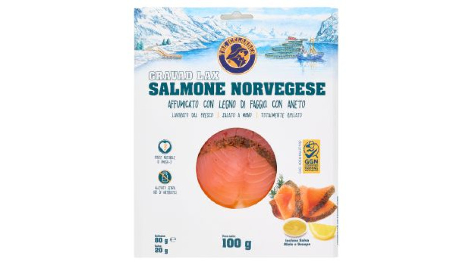 The Icelander Cravad Lax Salmone Norvegese Affumicato con LEgno di Faggio, con Aneto 100 g