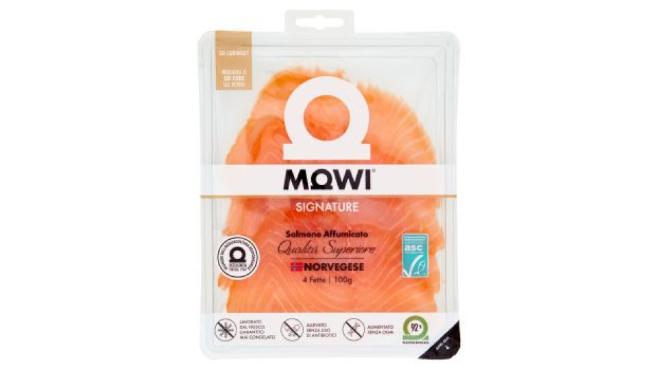 Mowi Signature Salmone Affumicato Norvegese Qualità Superiore 4 Fette 100 g