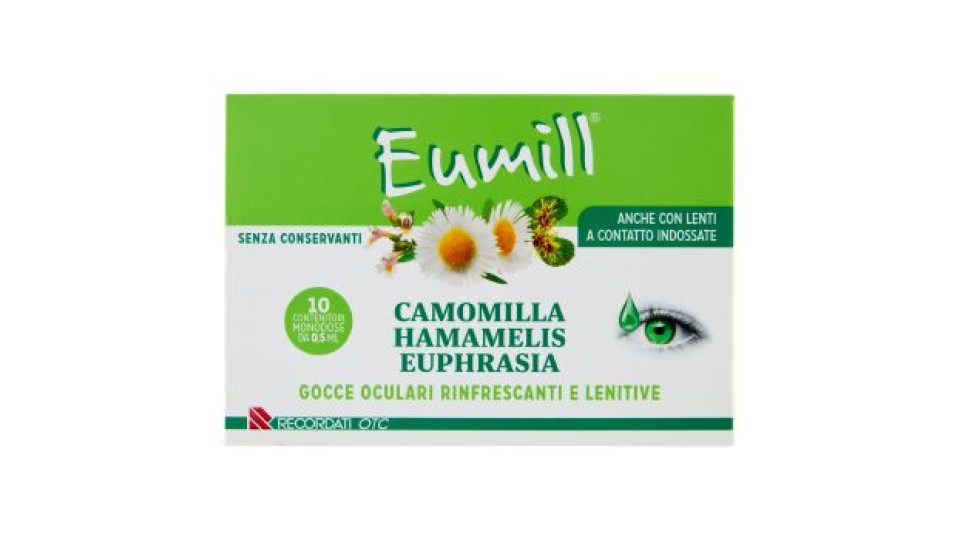 Eumill Camomilla Hamamelis Euphrasia Gocce Oculari Rinfrescanti Lenitive Monodose 10 x 0,5 ml