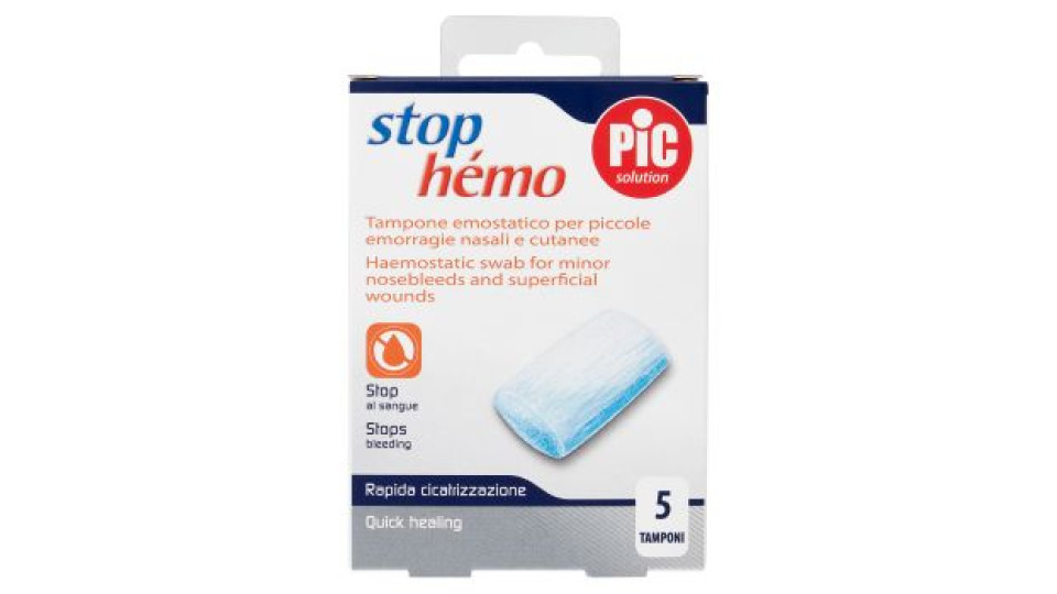 Pic solution stop hemò Tampone emostatico per piccole emorragie nasali e cutanee tamponi 5 pz