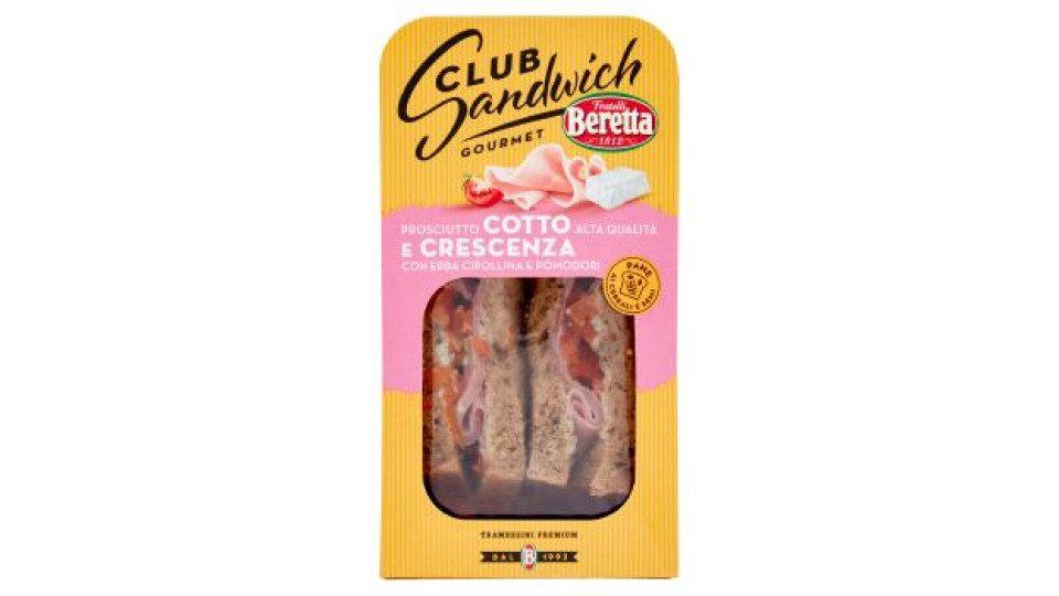 Fratelli Beretta Club Sandwich Gourmet Prosciutto Cotto Alta Qualità e Crescenza 160 g