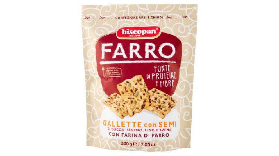 biscopan Farro Gallette con Semi di Zucca, Sesamo, Lino e Avena 200 g