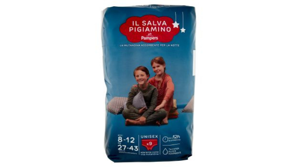 Pampers il Salva Pigiamino anni 8-12 Kg 27-43 Unisex 9 pz