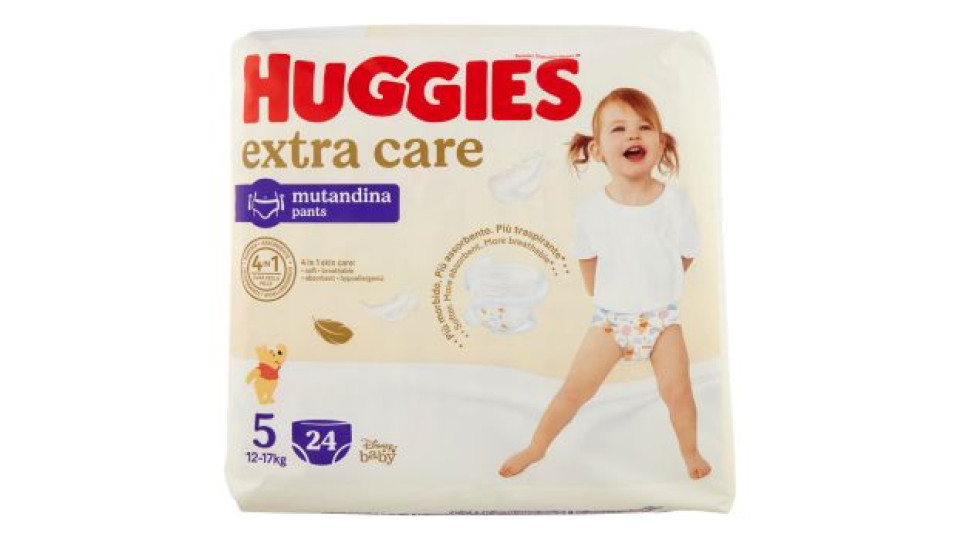 Huggies extra care mutandina 5 12-17 Kg 24 pz