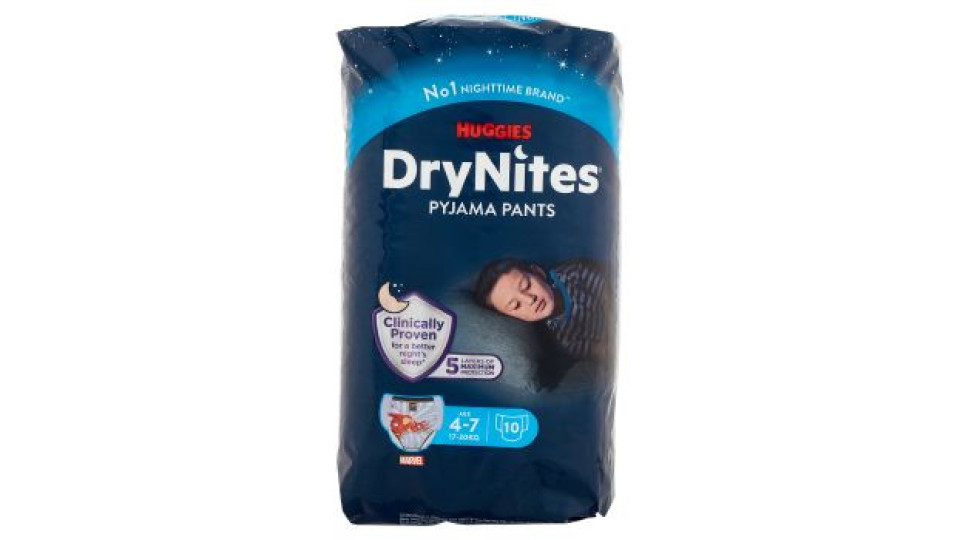 Huggies DryNites Pyjama Pants Age 4-7 17-30 Kg 10 pz