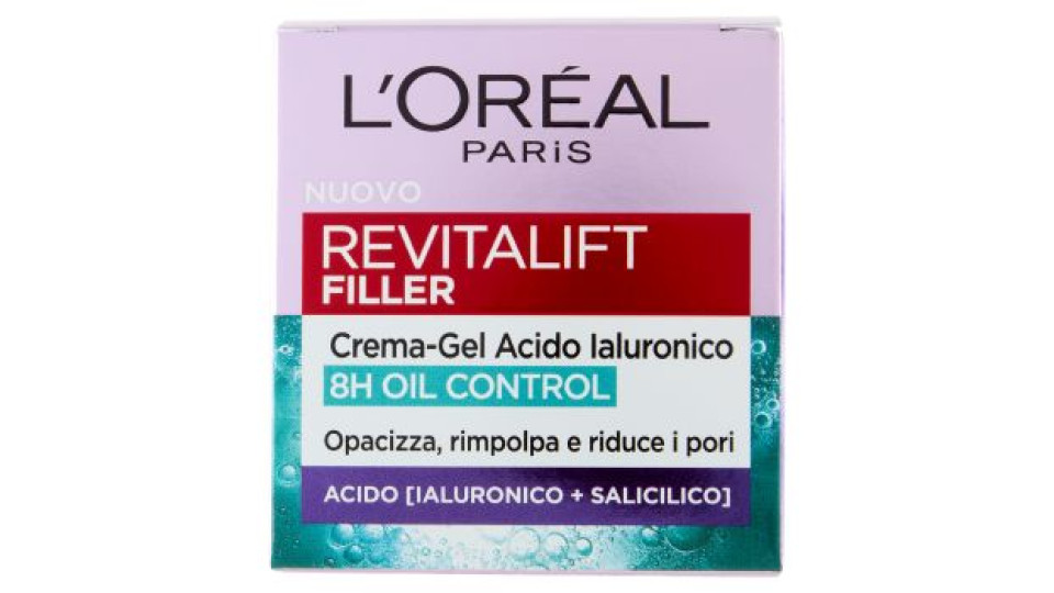 L'Oréal Paris Revitalift Filler Crema-Gel Acido Ialuronico 8H Oil Control 50 ml