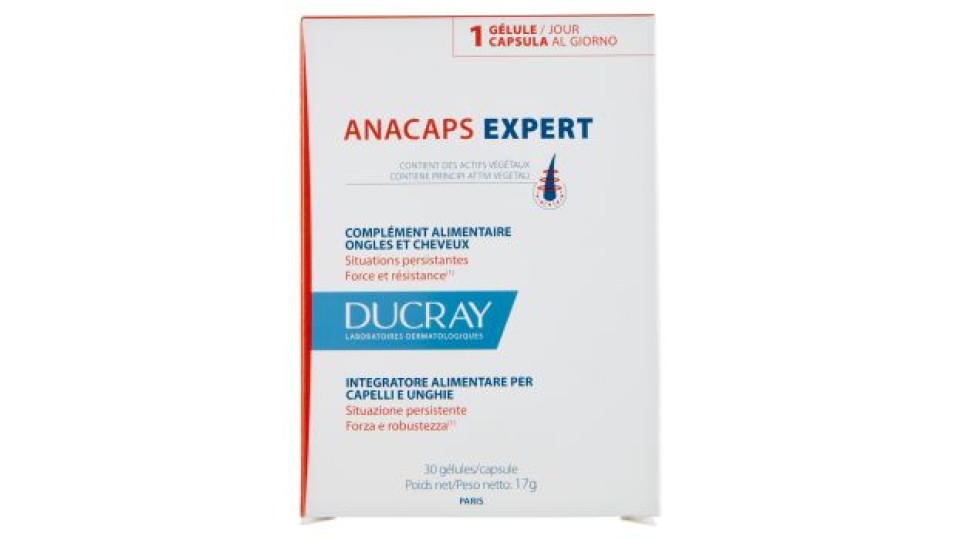 Ducray Anacaps Expert Integratore Alimentare per Capelli e Unghie 30 capsule 17 g