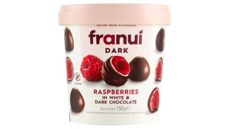 franuí Dark Raspberries in White & Dark Chocolate 150 g