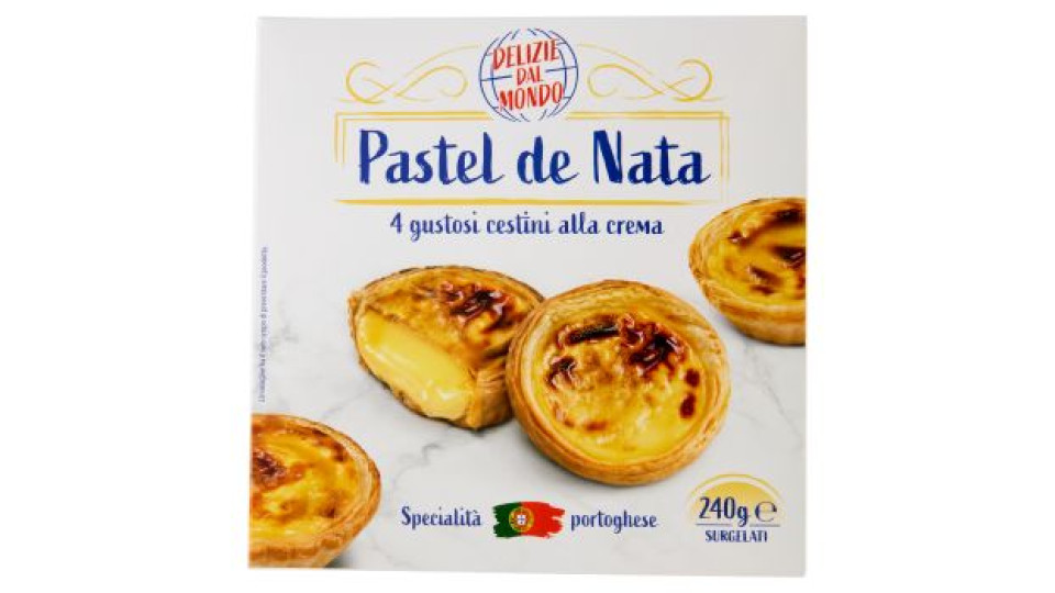 Delizie dal Mondo Pastel de Nata 4 gustosi cestini alla crema Surgelati 240 g