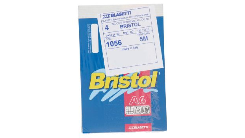 Bristol Blocchi Punto Metallico A6 Quadretti 50 g/m² 60 Fogli 4 pz