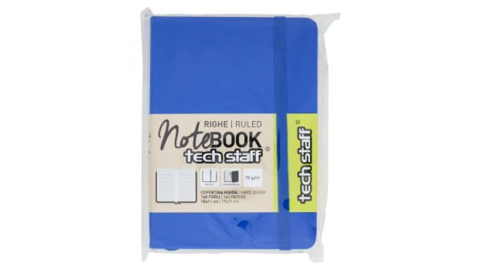 Tech staff Note Book Righe Copertina Rigida 160 Fogli 15x11 cm