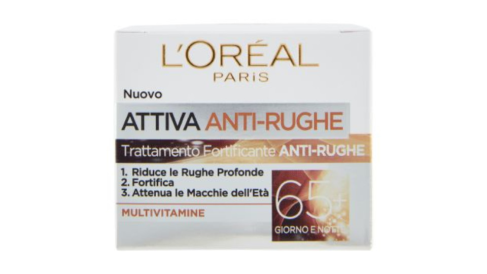 L'Oréal Paris Crema Viso Giorno e Notte Attiva Anti-Rughe, Trattamento Fortificante 65+