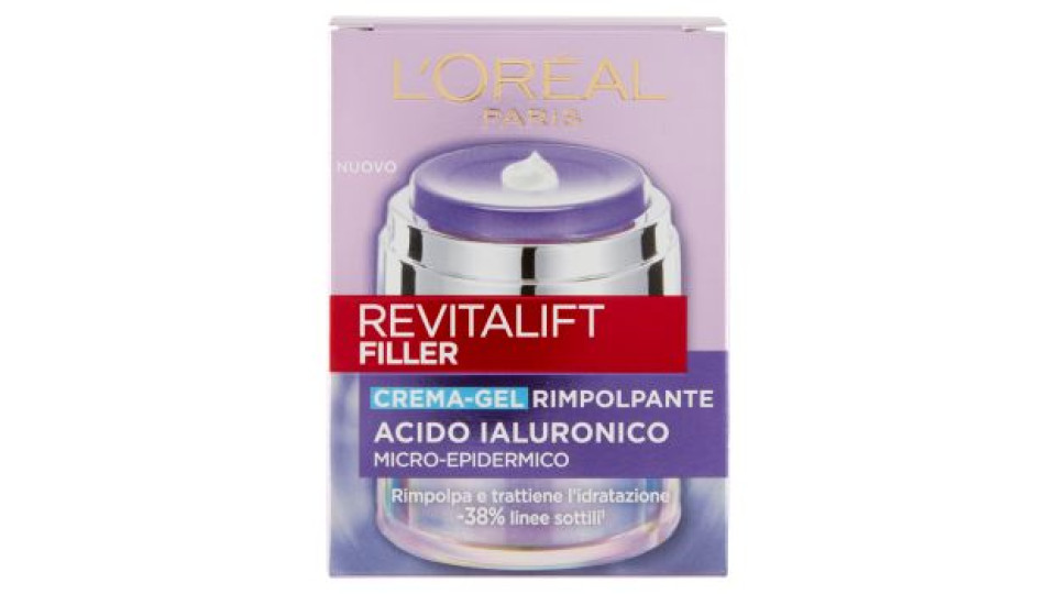 L'Oréal Paris Revitalift Filler Acido Ialuronico Micro-Epidermico Crema-Gel Rimpolpante, 50 ml