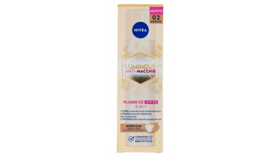 Nivea, Luminous630 Anti-Macchie Fluido CC SPF30 02 Medium 40 ml