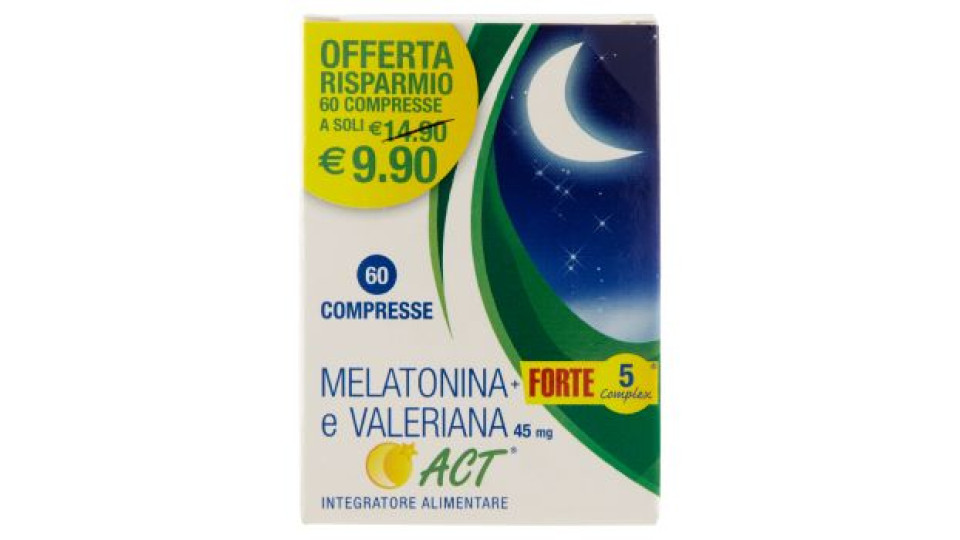 Act Melatonina + Forte 5 Complex e Valeriana 60 x 190 mg
